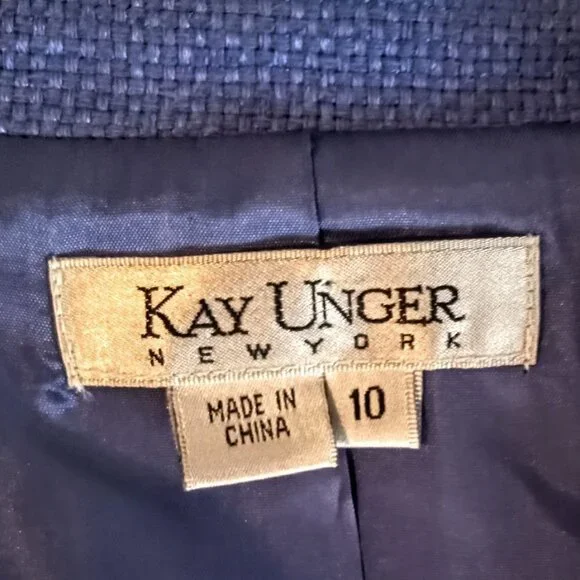 Vintage Kay Unger Periwinkle Blue Silk Belted Skirt Suit NWT